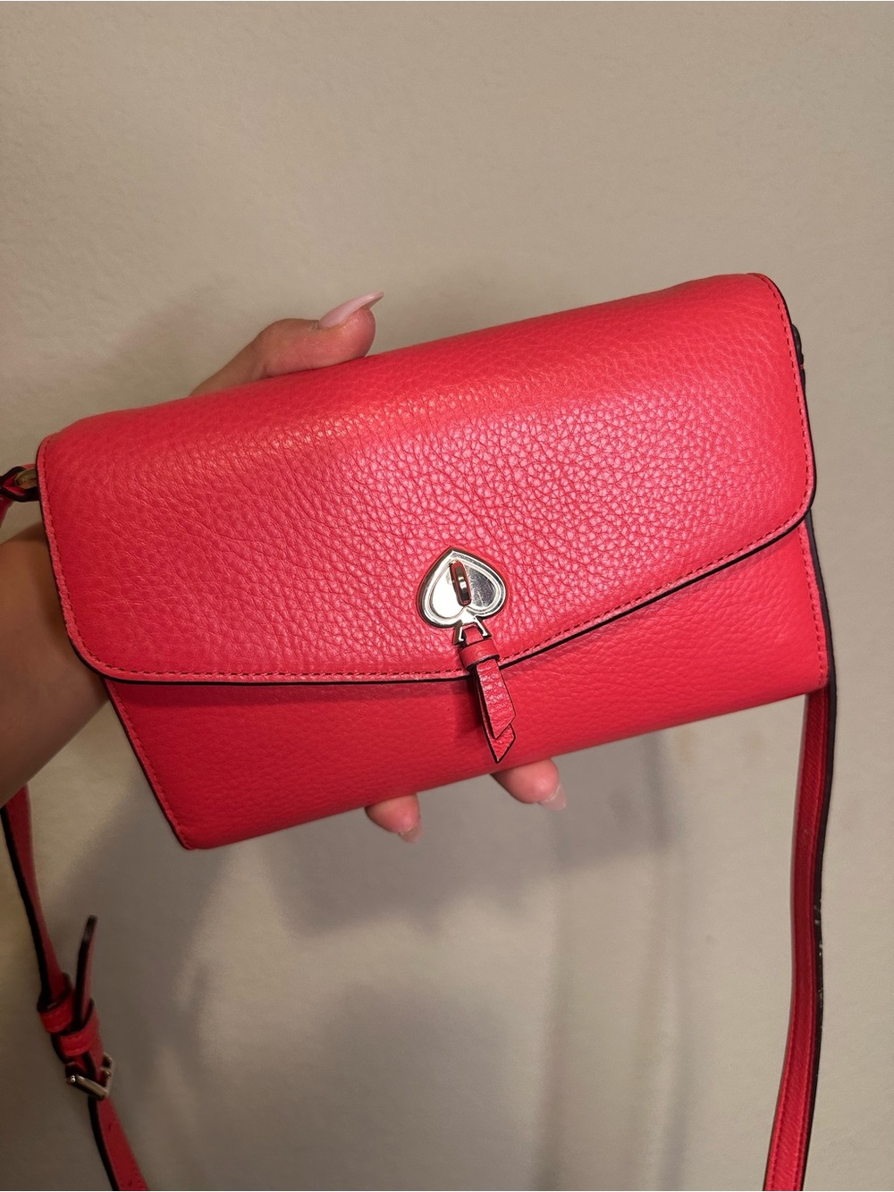 kate spade Coral-Pink Pebbled Leather Crossbody Wallet